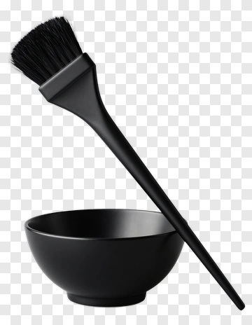 Black Hair Dye Brush And Bowl PNG