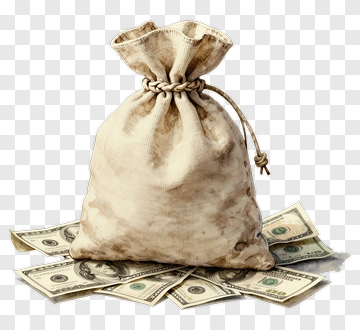 Money Bag With US Dollar Bills PNG