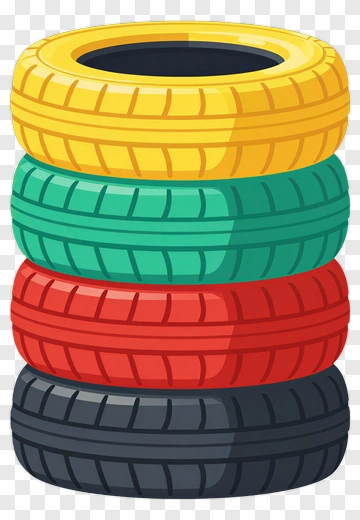 Stack Of Colorful Tires PNG