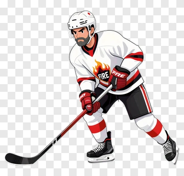 Hockey Player With Fire Design PNG
