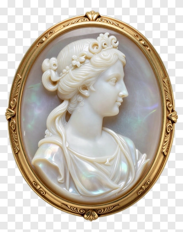 Elegant Woman Portrait Cameo Jewelry PNG