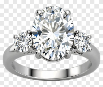 Elegant Diamond Ring With Oval Center Stone PNG
