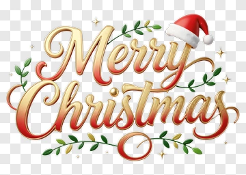 Merry Christmas 3D Typography Design PNG