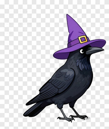 Crow Wearing Witch Hat PNG
