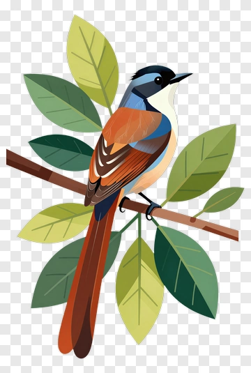 Colorful Bird Perched On Branch PNG