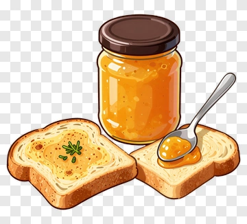Toast With Jam And Spoon PNG