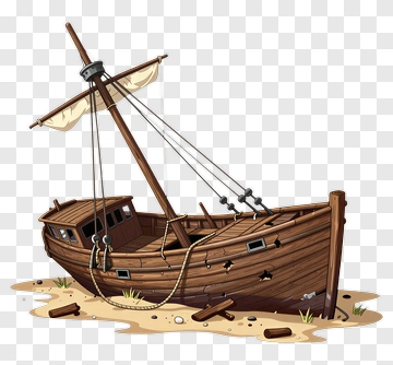Wrecked Wooden Boat PNG