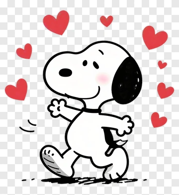 Snoopy Running With Hearts PNG
