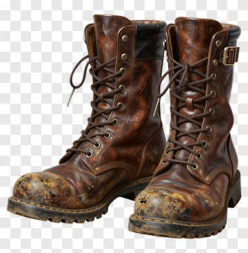 Worn Leather Work Boots PNG