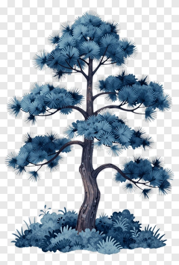 Blue Pine Tree With Foliage PNG