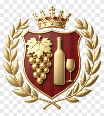 Wine Emblem With Crown And Grapes PNG