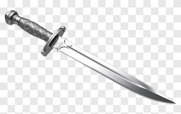 Silver Dagger With Patterned Handle PNG