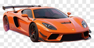 Orange Sports Car With Flame Effect PNG