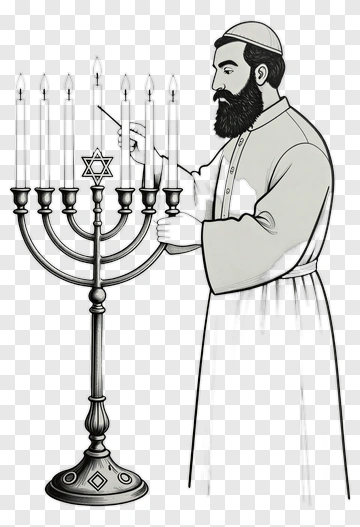 Man Lighting Menorah PNG