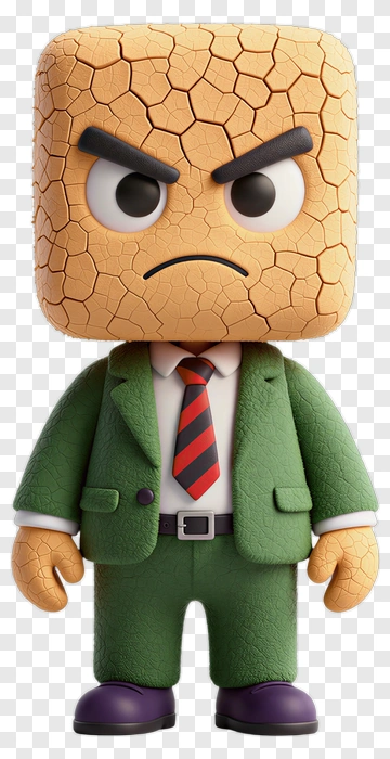 Angry Square Head Character PNG
