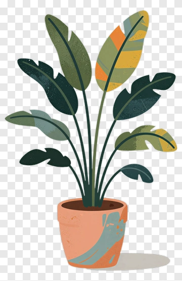 Potted Plant With Patterned Leaves PNG