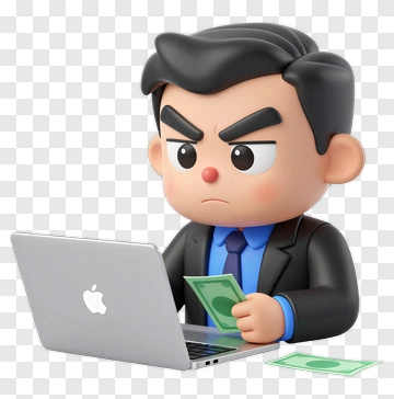 Frustrated Businessman With Laptop And Money PNG