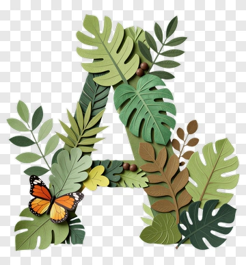 Letter A Made Of Tropical Leaves PNG