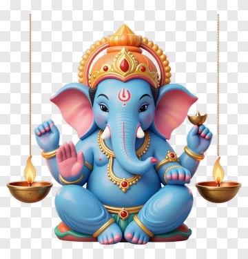 Blue Ganesha With Diyas PNG