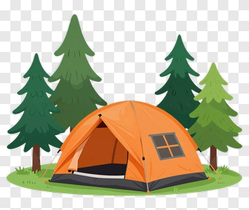 Orange Camping Tent In Forest PNG