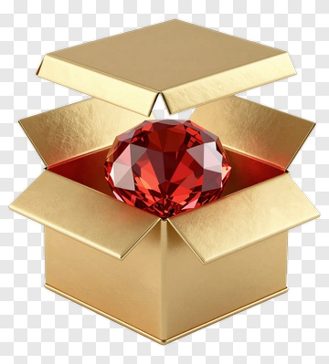 Red Gemstone In Golden Box PNG