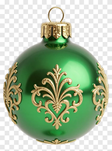 Green Christmas Ornament With Gold Trim PNG