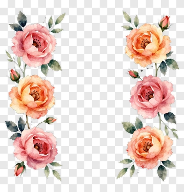 Watercolor Roses With Soft Pink And Orange Tones PNG