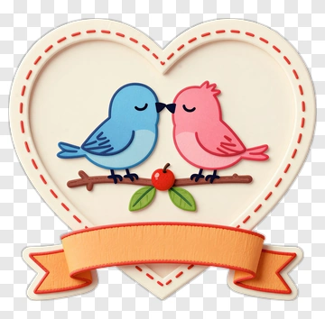 Blue And Pink Birds In Heart Shape PNG
