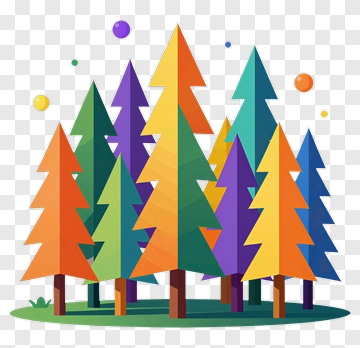 Colorful Pine Trees Forest PNG