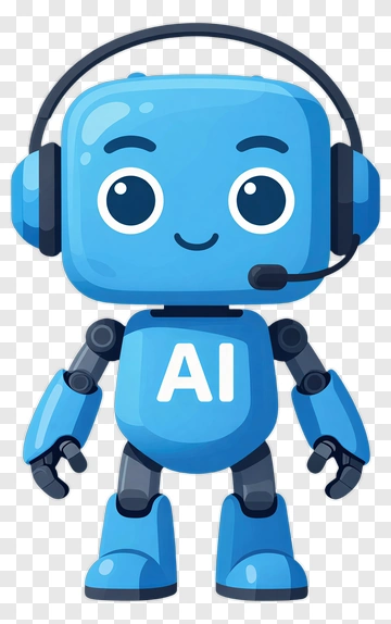 Friendly AI Robot With Headset PNG