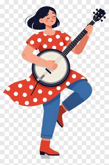 Woman Playing Banjo PNG