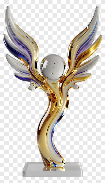 Glass Sculpture Of Winged Figure PNG