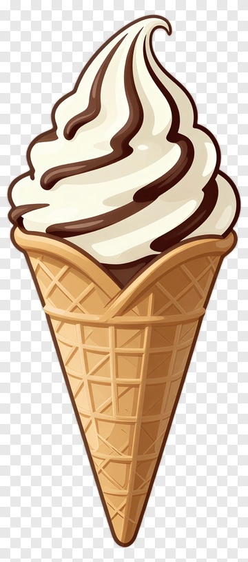 Chocolate Swirl Ice Cream Cone PNG