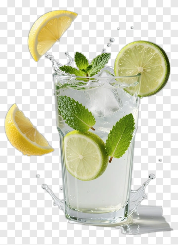 Glass Of Water With Citrus And Mint PNG