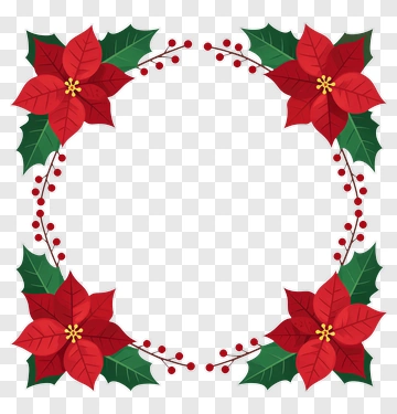 Poinsettia And Holly Frame PNG