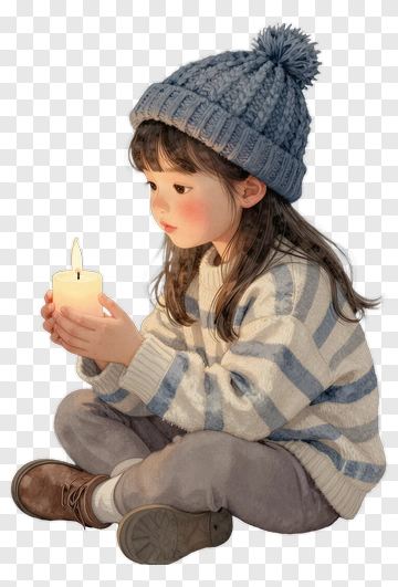 Child Holding Candle PNG