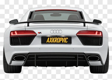 White Audi R8 Sports Car Rear View PNG