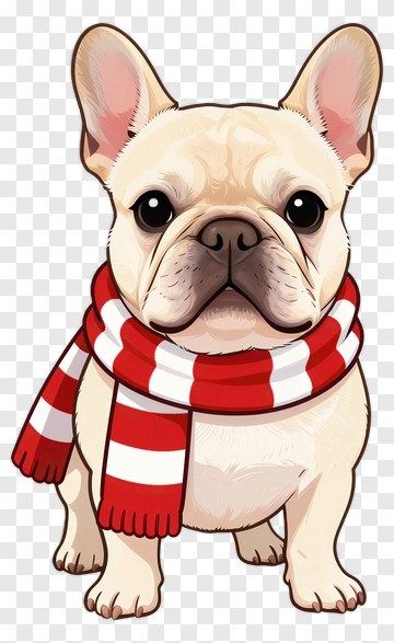 French Bulldog Wearing Scarf PNG