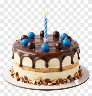 Birthday Cake With Blue Candle PNG