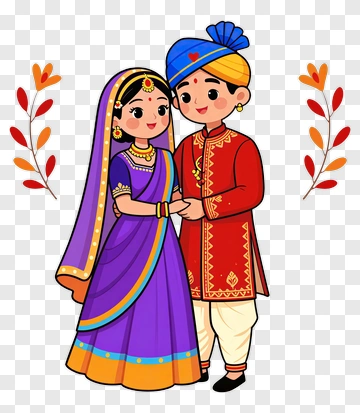 Indian Bride And Groom In Traditional Attire PNG
