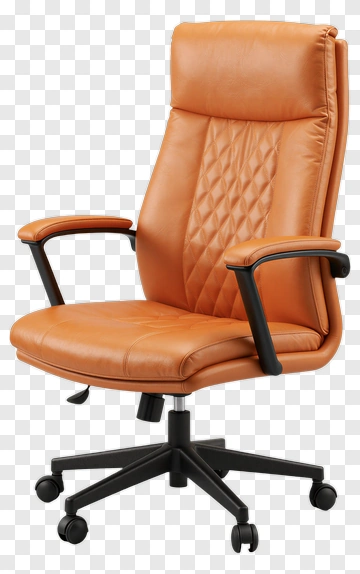Orange Leather Executive Chair PNG