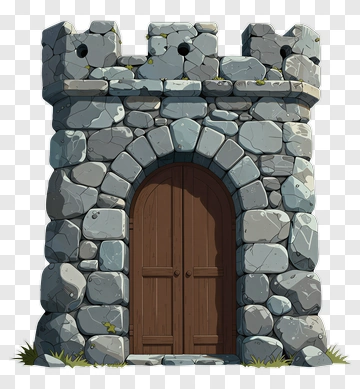 Castle Gate With Wooden Door PNG