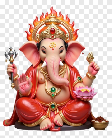 Ganesha Statue With Lotus And Scepter PNG