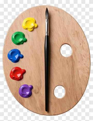 Paint Palette With Brush And Colors PNG