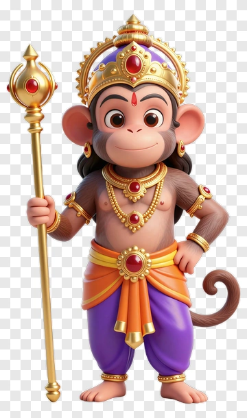 Cartoon Monkey God With Golden Crown PNG