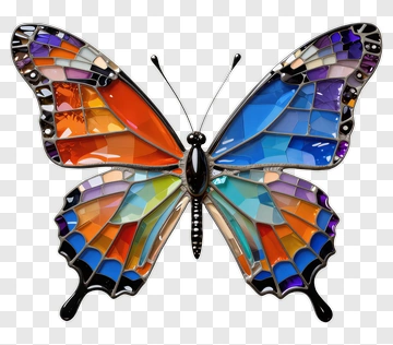 Stained Glass Butterfly Artwork PNG