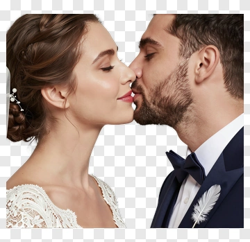 Bride And Groom Sharing A Kiss PNG