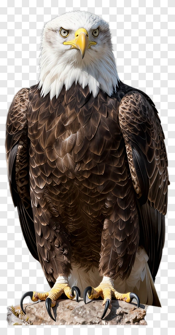 Bald Eagle Perched On Rock PNG