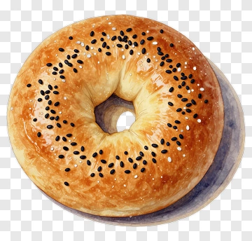Golden Bagel With Seeds PNG