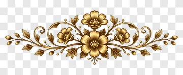 Gold Floral Ornament Design PNG
